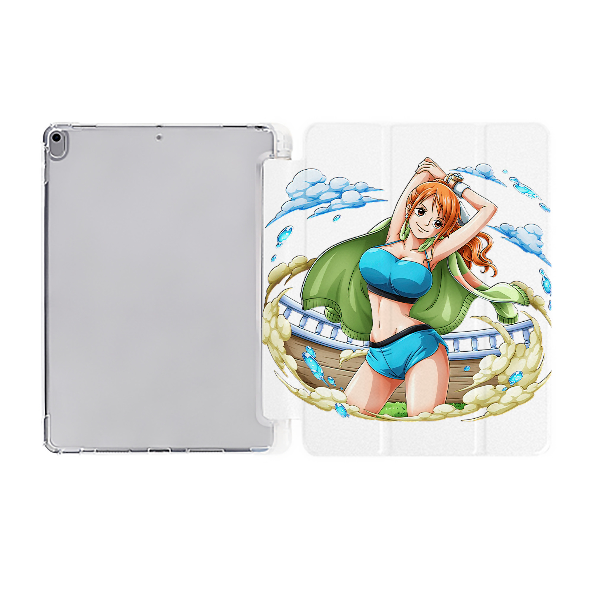 （画像用） ワンピース ナミ ONE PIECE Nami IPad ケース ペン収納付き 三つ折りスタンド PUレザー×シリコン 対応機種9.5/10.5/10.9インチ